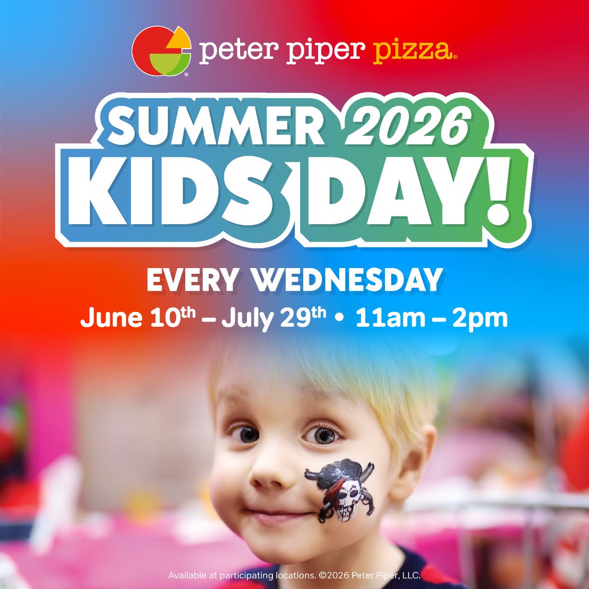 PeterPiper_VTX's tweet photo. Join us for a fun-filled Kids' Day as we celebrate our neighborhood friends!👮🚔🚒Enjoy activities, games, and the chance to meet these amazing heroes. Mark your calendars for 11 a.m. to 2 p.m. See you then!🍕🙌

*Only at participating Peter Piper Pizza locations.

#KidsDay2026 https://t.co/a2XNNDzPdz