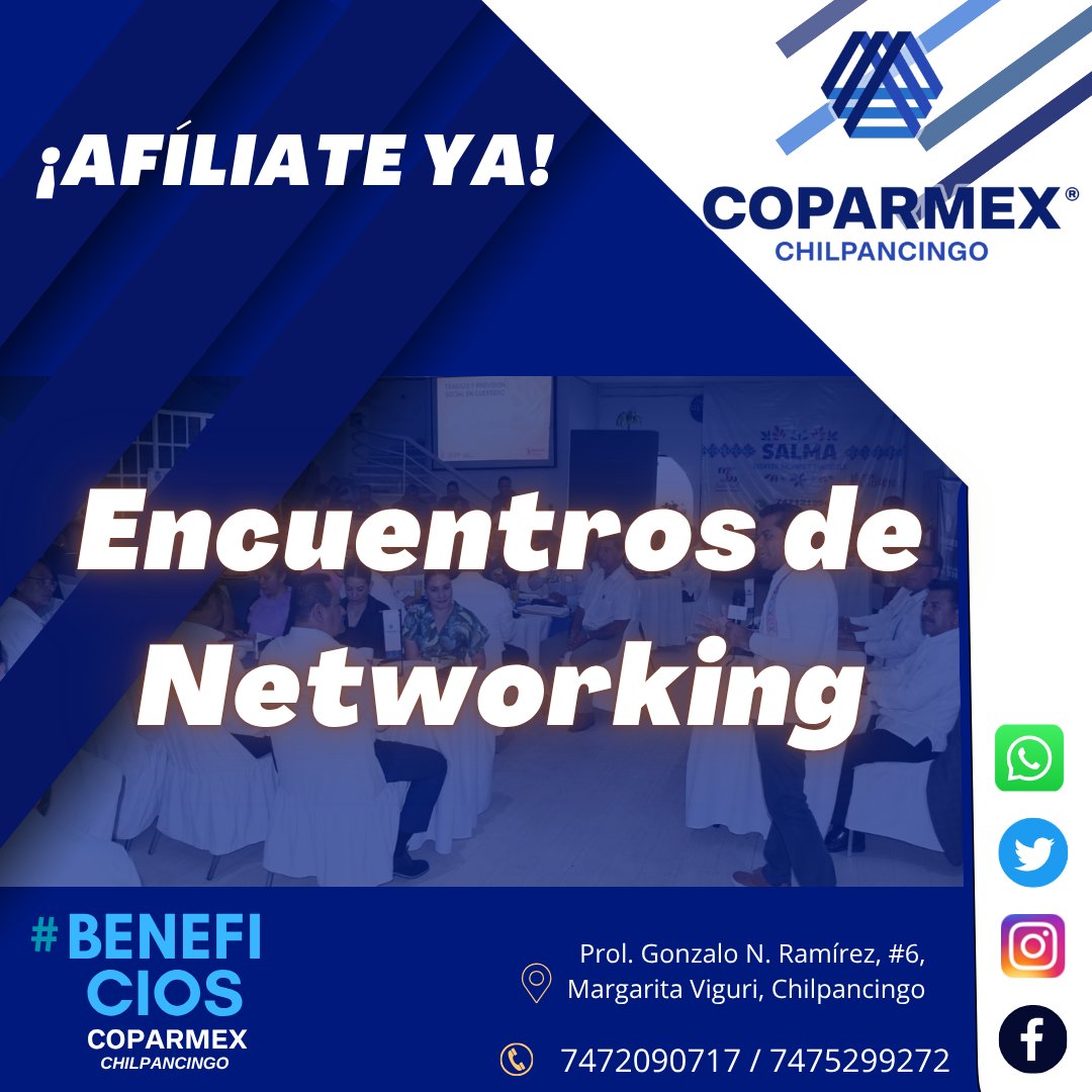 Coparmex_Chilpo's tweet photo. Únete a la red empresarial más grande de Chilpancingo siendo parte de la gran #FamiliaCoparmex, conoce todos los beneficios que tenemos especialmente para ti 
👨🏻‍💼👩🏼‍💼Red de Networking, con empresas formales como la tuya
📲 Contáctanos y conoce cómo afiliarte https://t.co/R1xQ1W6rPk https://t.co/3uUaMO3JUe