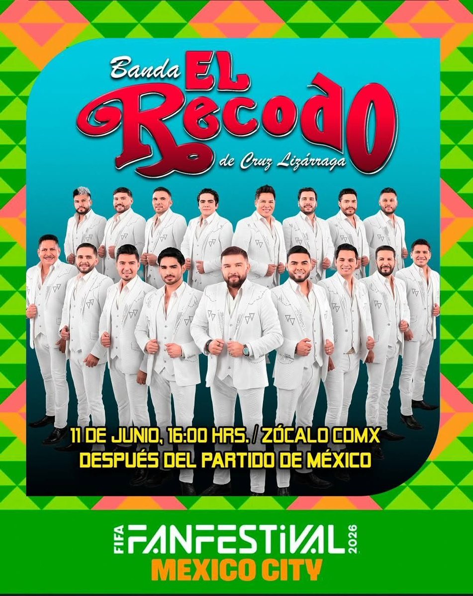 EditorMzt's tweet photo. ¡Su Quinto Mundial!
Banda El Recodo hará historia; encabecerá la fiesta inaugural con un concierto gratuito en el Zócalo
La “Madre de Todas las Bandas” se presentará en la inauguración del Mundial 2026, en Ciudad de México.
#ElRecodo #Sinaloa #Mazatlán #Bandas https://t.co/kwp6twQdBN