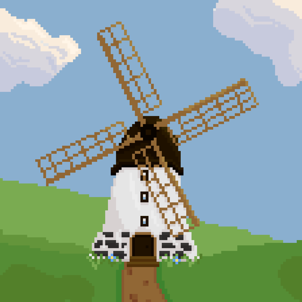 GlademagicGames's tweet photo. Currently working on new landscapes and backgrounds. 🌄I always had a thing for old dutch windmills, they are just so pretty! So I had to implement them... stay tuned to see the full scene within the game! 👀
-Lisa
#pixelart #windmill #pointandclick #indiegame #pixeling https://t.co/NsMSVuwChc
