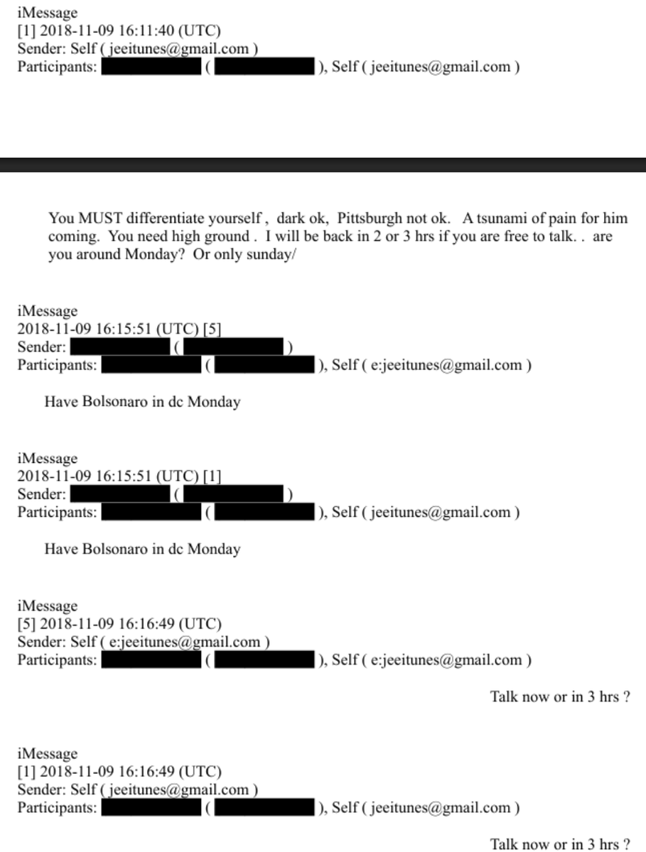 vinicios_betiol's tweet photo. Novos documentos comprometedores do caso Epstein revelam que uma pessoa não identificada conversa com Epstein e afirma que tem um encontro marcado com Bolsonaro. Na época, Bolsonaro pai estava em Brasília, mas Eduardo Bolsonaro estava nos EUA, o que leva a crer que o encontro tenha sido com o Eduardo. Levando em consideração que em outros trechos Steve Bannon citou a vontade de ajudar o Bolsonaro nas eleições de 2018. As peças vão se encaixando. Todo mundo sabe que Bannon é especialista em redes de Fake News. A questão é: esse grupo de pervertidos atuou na eleição do Bolsonaro? Se sim, pq eles se sentiram representados por ele?