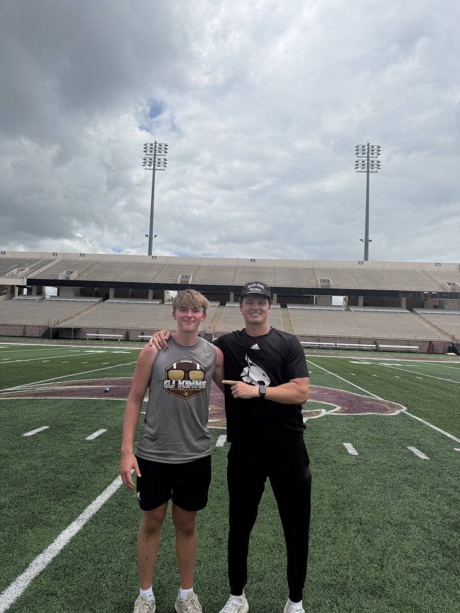 AustinAnde29272's tweet photo. Had a great day at the @TXSTATEFOOTBALL camp today
@CoachNickLaw 
@fbcoachmadison 
@NickGatto https://t.co/q6d4PYZF7b