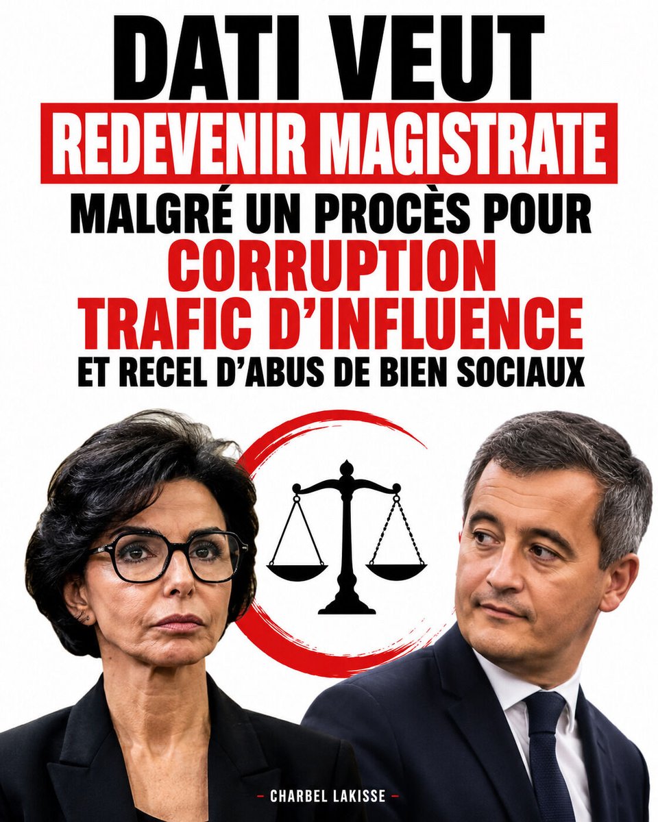 charbofficiel's tweet photo. Rachida Dati aurait demandé à Gérald Darmanin de réintégrer la magistrature… 23 ans après avoir quitté la justice.

Le plus surprenant ? Elle viserait directement un poste au parquet général alors qu’elle doit comparaître le 16 septembre dans l’affaire Renault pour des faits de corruption, de trafic d’influence et recel d’abus de biens sociaux… qu’elle conteste bien évidemment 🤪

Tout va bien 😂
Vive la république…

Source : Le Canard Enchaîné

#RachidaDati #Justice #Politique