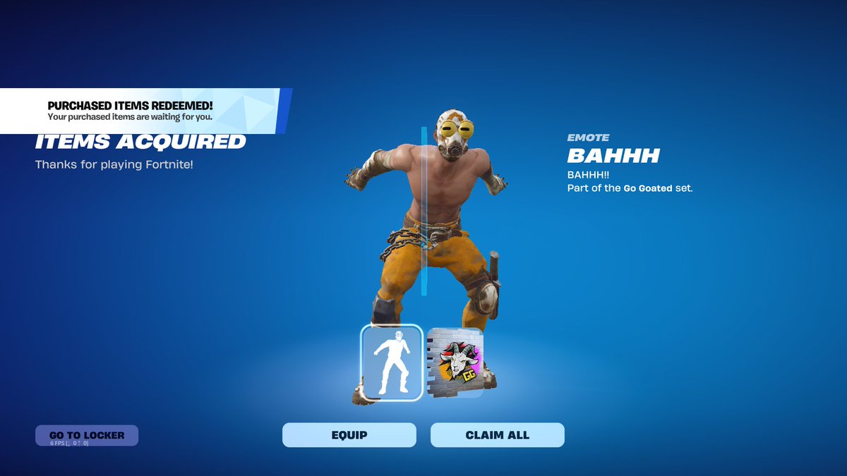 NoName_STW's tweet photo. Thank you so much  @SpushFNBR and @GoodGamers giveaway! Got the goated emote and spray!  😄https://t.co/q9aKJ9KEeB https://t.co/wAWYeiomzK