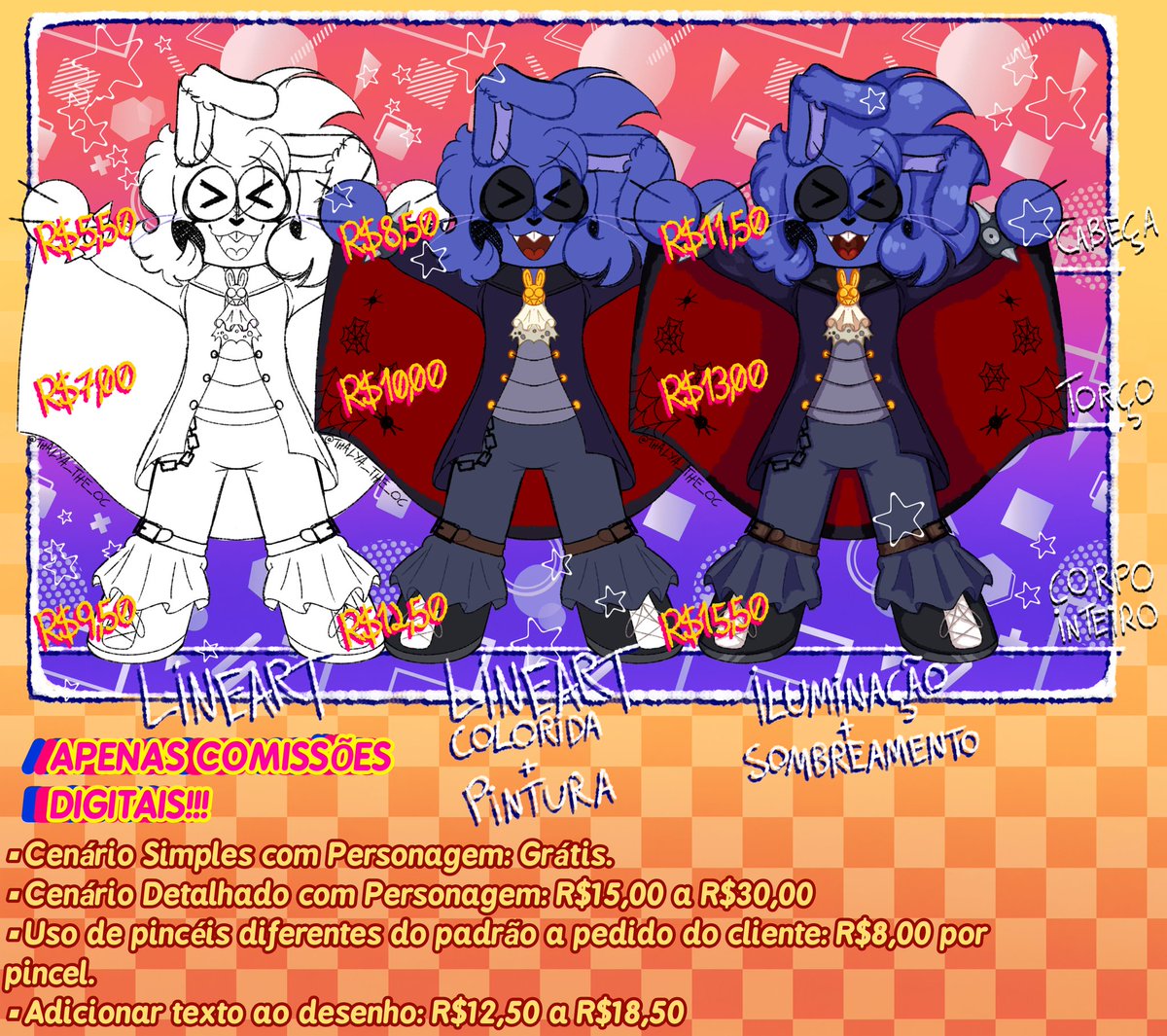 Thalya_the_oc's tweet photo. Oi oiiiii, eu sou a Thalya e eu venho aqui apresentar o meu trabalho de comissões digitais! Meu serviço de comissão funciona por pagamento de metade por metade até o final do desenho!★‧₊
#comissão #art #artista #desenho #comission #digitalart https://t.co/aq4iVvZiNp