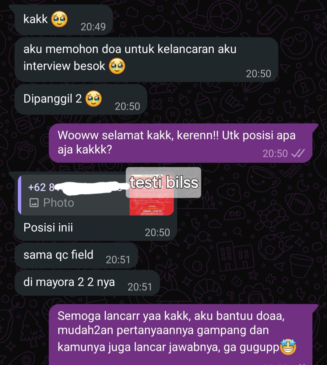 nblwithluv's tweet photo. @worksfess Gapapaa nderr, cuma kalo posisi beda berarti jgn pake cv yg sama persis, di sesuaikan juga cv ny jdi ttp keliatan niat. Aku pernah review/revisi cv dgn cerita kya kmu, akhirnya kakaknya dapet 2 panggilan di Mayora utk 2 posisi berbeda🥹 kalo mau ngobrol2 boleh dm nderr https://t.co/e4MQ4VAefS