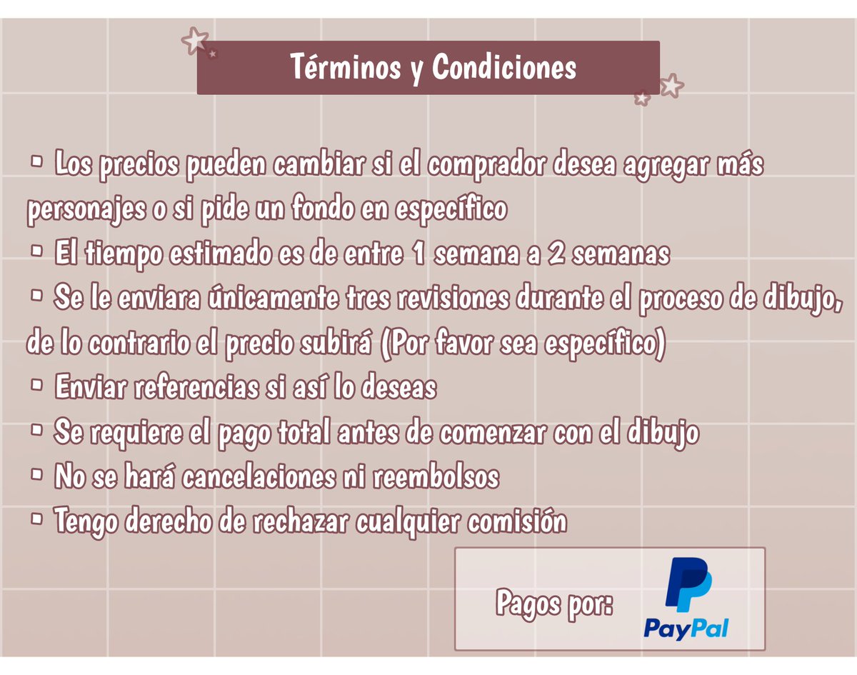 LaRata_KraBv's tweet photo. 🌺COMISIONES ABIERTAS🌺

- Cualquier duda sobre los precios me pueden escribir a mi MD
- Por favor leer las tablas antes hacer un pedido https://t.co/lVu4XMbxhJ