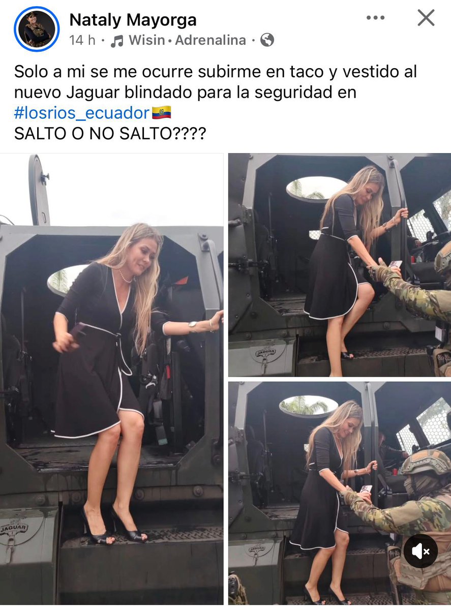 PatronaQuinn_'s tweet photo. Nataly Mayorga; Intendente de Los Ríos, de paseoDIGO en operativo de seguridad; por eso nos llueve seguridad en Ecuador. 😳 https://t.co/mIbIdUGqup