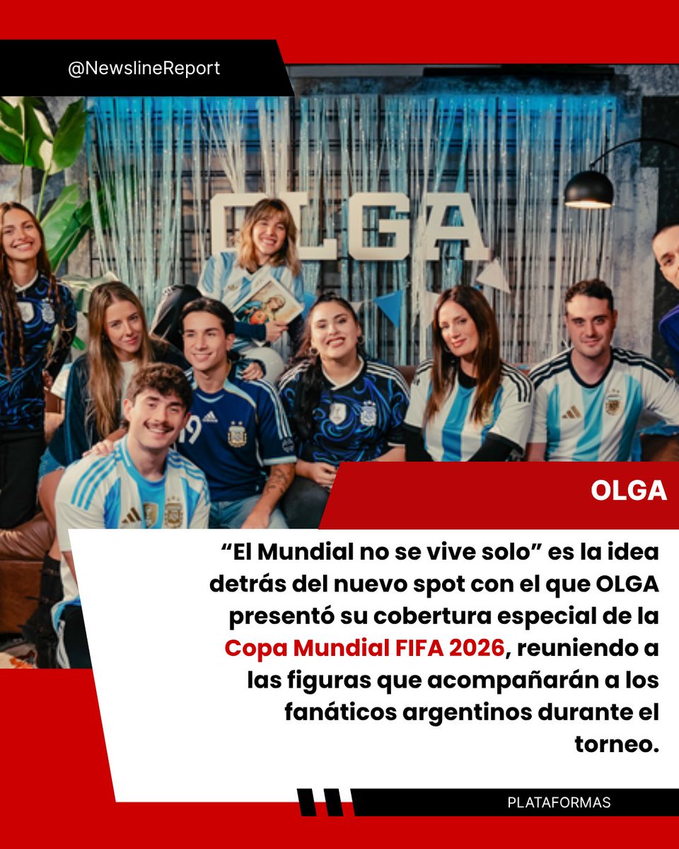 newslinereport's tweet photo. @olgaenvivo  ya juega el Mundial 2026

Con un nuevo spot, la plataforma presentó su cobertura especial:
@natijota  desde EE.UU.
Casa TDT desde Miami
Gol Gana con @FlavioAzzaro  + @gastonedul 
Madre Argentina con Paula Chaves
Porque un Mundial no se vive solo.
#Mundial2026 #OLGA https://t.co/dVKntrXY9m