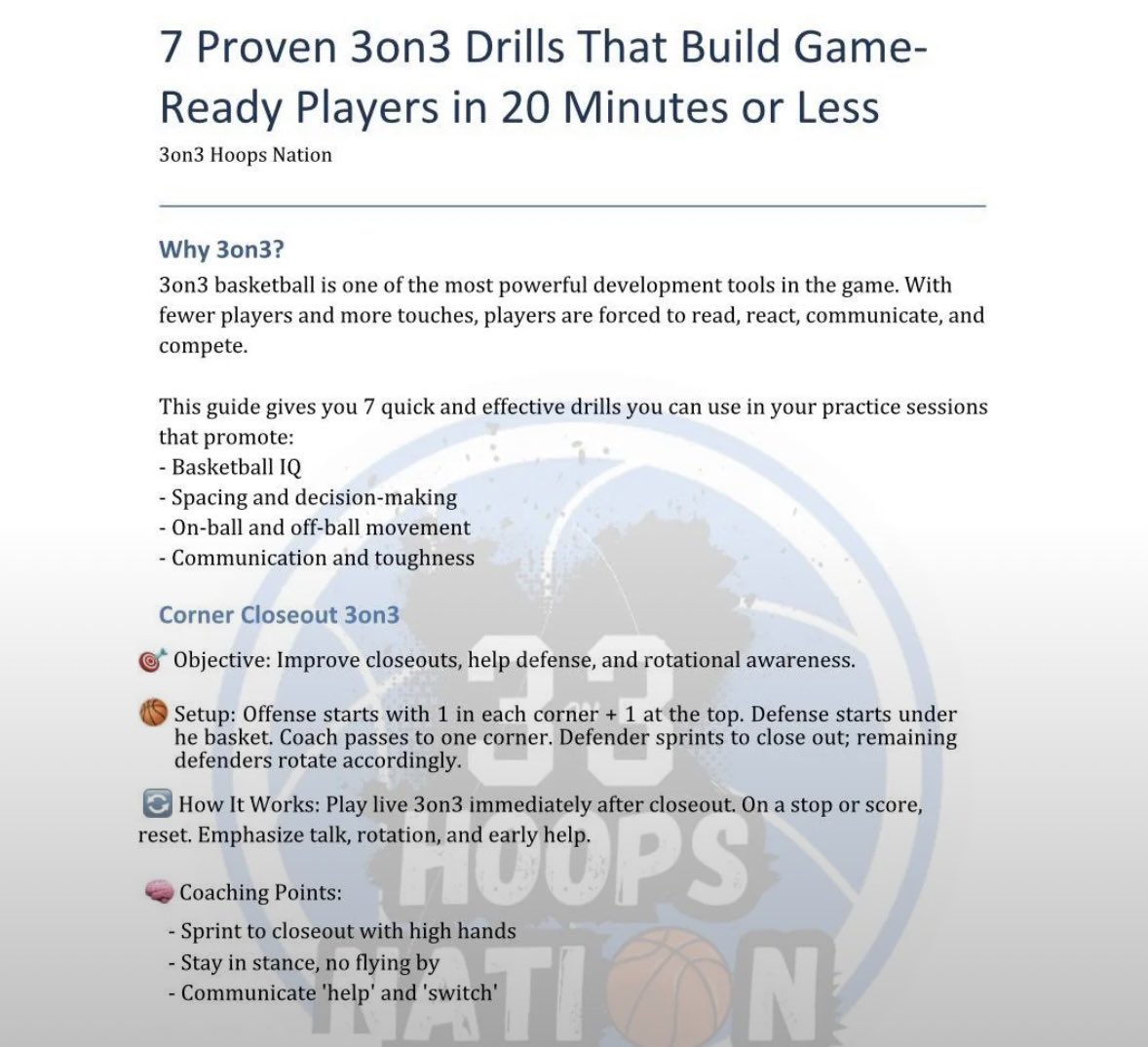 3on3HoopsNation's tweet photo. Do your players need more game-like reps to improve spacing, passing &amp; decision making?

The 7 Proven 3on3 Drills Guide is for coaches who want to use 3on3 basketball to develop smarter, tougher players - in just 20 mins!

Get it here: https://t.co/vbURKXQghL

#3x3basketball https://t.co/q5w00hks3g
