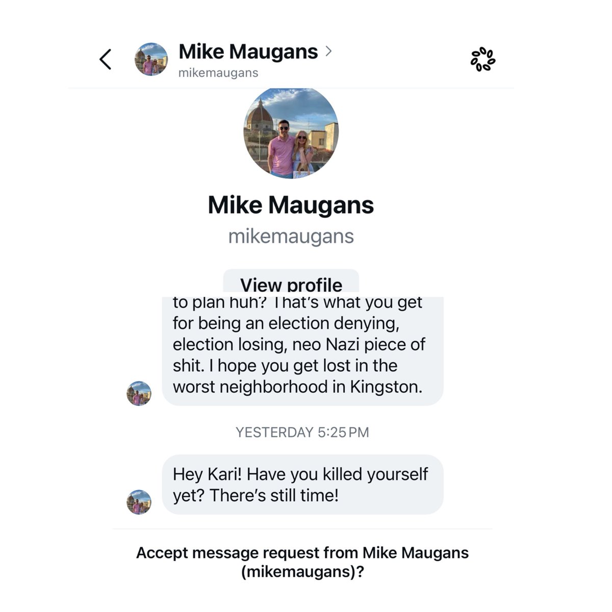 KariLake's tweet photo. Mike, get some help.  
This is unprofessional and deranged. https://t.co/fTV9SuvI77