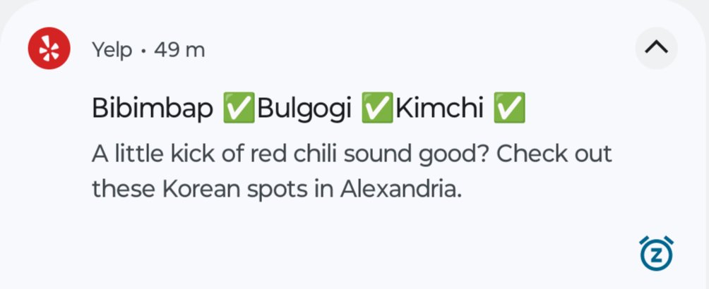 Bnpositive's tweet photo. @yelp Go home. You're drunk. It's marketing like this that makes me just ignore about everything you send. Let me assure you, there is NONE of this in Alexandria! #FalseAdvertising #BadMarketing https://t.co/7z7HU6ojl4