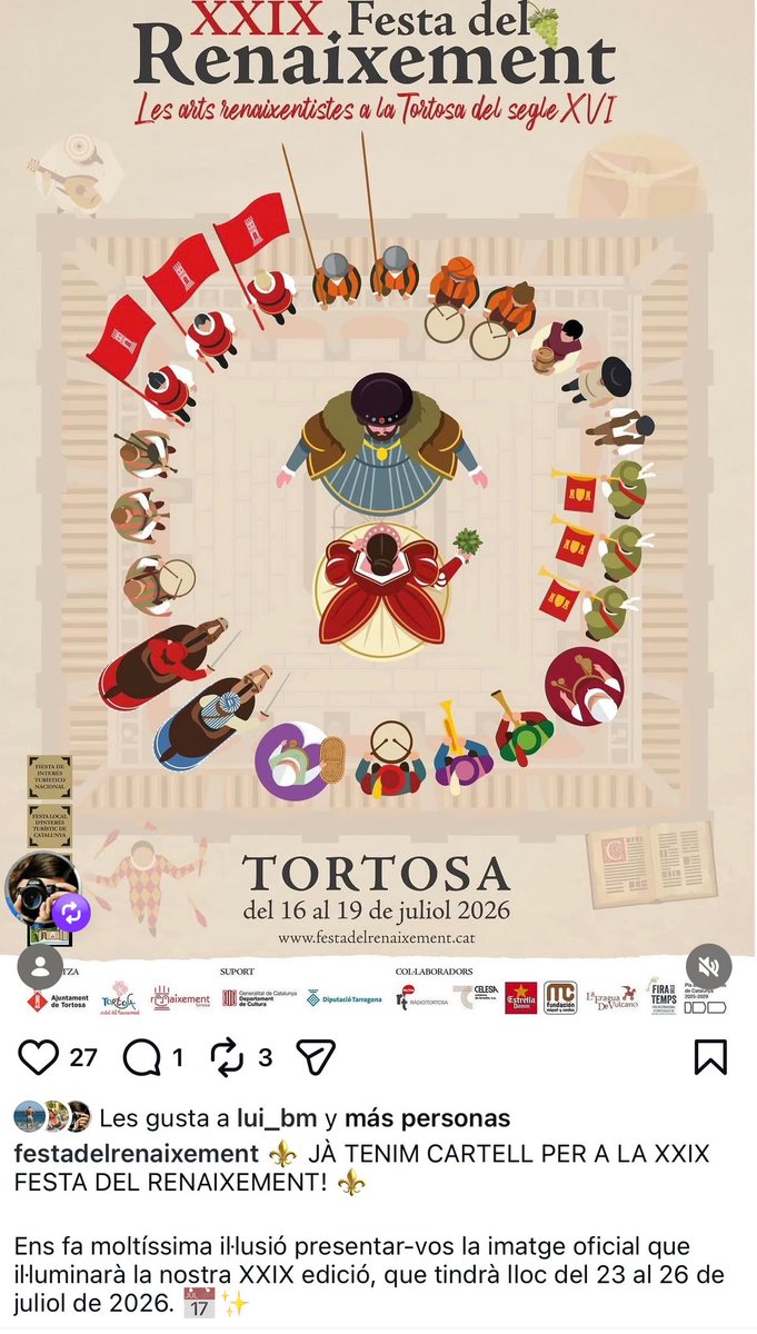 OscarOlogaray's tweet photo. 3 anys després el govern municipal de #Tortosa segueix tan perdut que no sap ni quina setmana és la Festa del Renaixement 🤣👇🏼 https://t.co/XlxazUIIJa