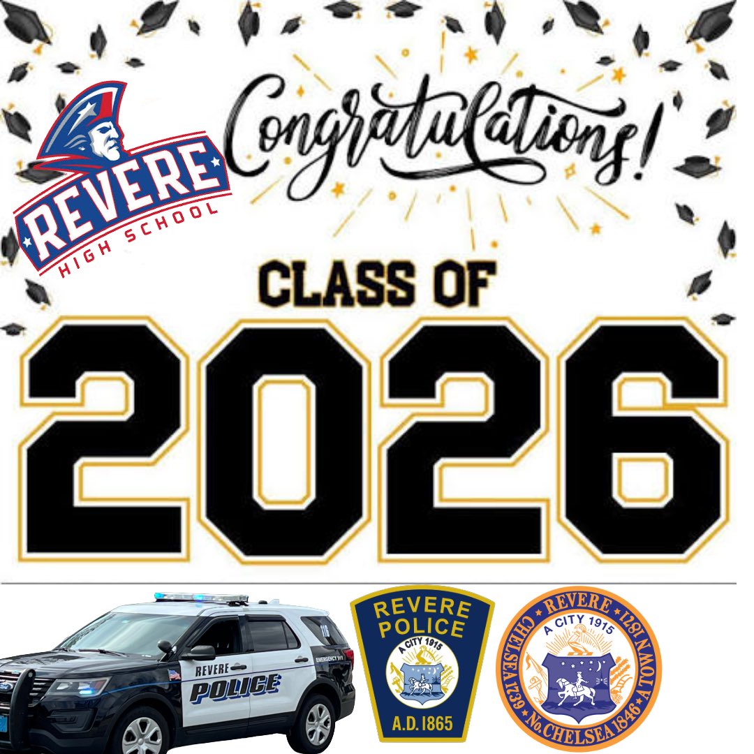 reverepolice's tweet photo. 🎓 Congratulations, Revere High School Class of 2026! Your hard work, dedication, and spirit have brought you to this incredible milestone. The Revere Police Department is proud to celebrate your achievements and cheer you on as you step into the next chapter of your journey. 👏 https://t.co/AHH6cDmKxZ