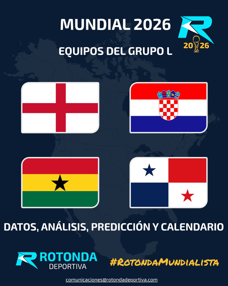 RotondaDepor's tweet photo. 🏆 ¡Estamos listos para el #Mundial2026! ⚽

Te traemos la información, análisis, predicción y calendario del Grupo L con Inglaterra, Croacia, Ghana y Panamá.

Toda la información en: https://t.co/Df3ZC7uc16

#RotondaMundialista https://t.co/glkHzKuS0y