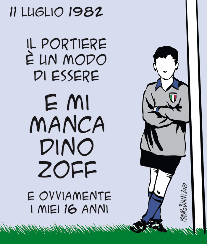 maurobiani's tweet photo. #Zoff #raiuno #mondiali @RaiUno 
(vignetta 11 luglio 2020 per @repubblica) https://t.co/MWglow3i8H