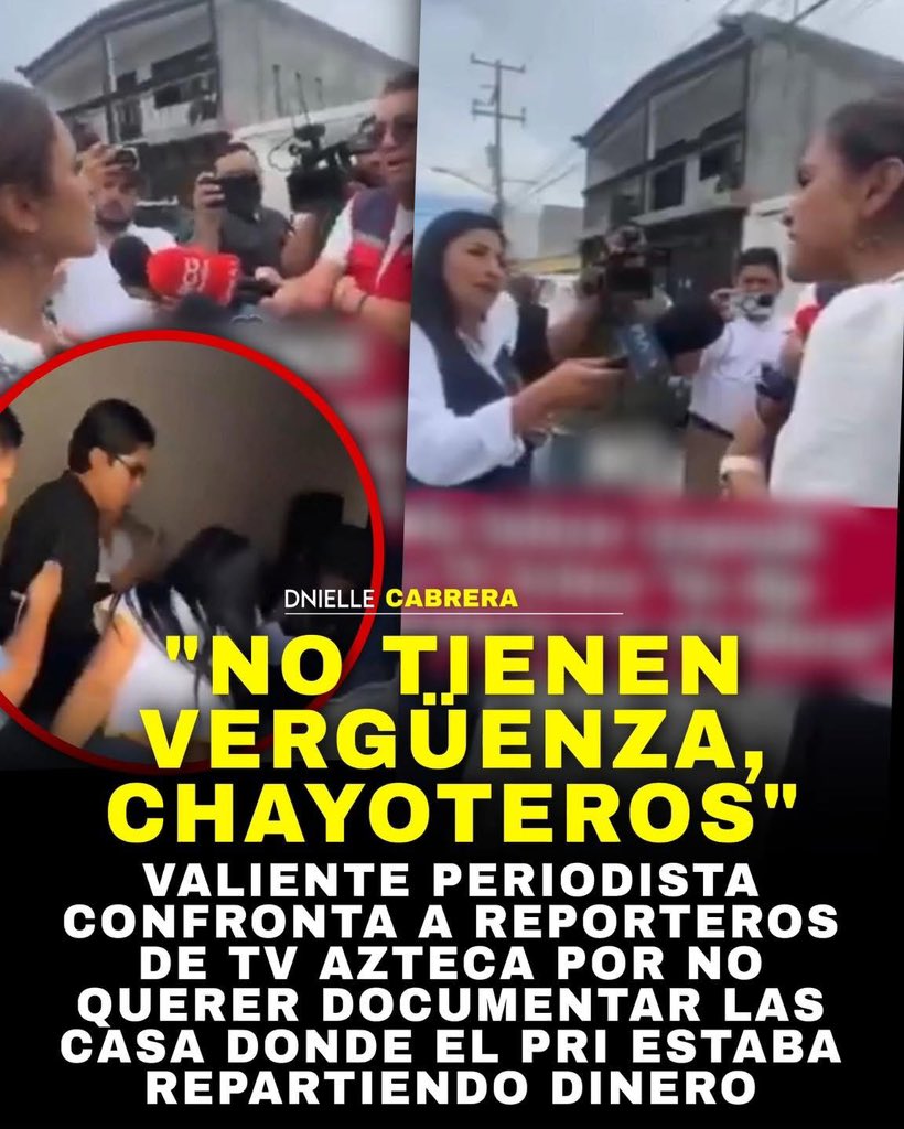 DnielleCabrera's tweet photo. 🚨 EXHIBEN A TV AZTECA! La periodista Ale Salazar confrontó a los reporteros de TV Azteca por andar haciéndose mensos y no querer documentar las casas de la zona donde estaba el PRI repartiendo dinero para la compra de votos en Coahuila 🚨 https://t.co/49pGTNoa9A