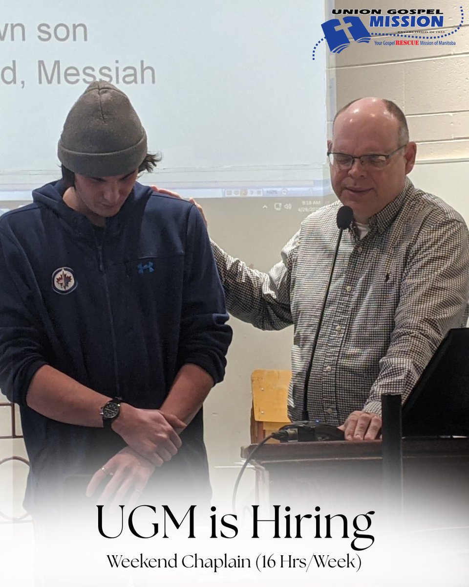 UGMWinnipeg's tweet photo. UGM is hiring! We are looking for a Weekend Chaplain, 16 hours a week, 12:30 PM to 8:30 PM Saturday and Sunday. Please go to our website, https://t.co/H1LHIsNJPy, and under ‘Get Involved’, click ‘Employment’ for more details on this position (scroll down a little bit)! https://t.co/xsEwh9v3OM