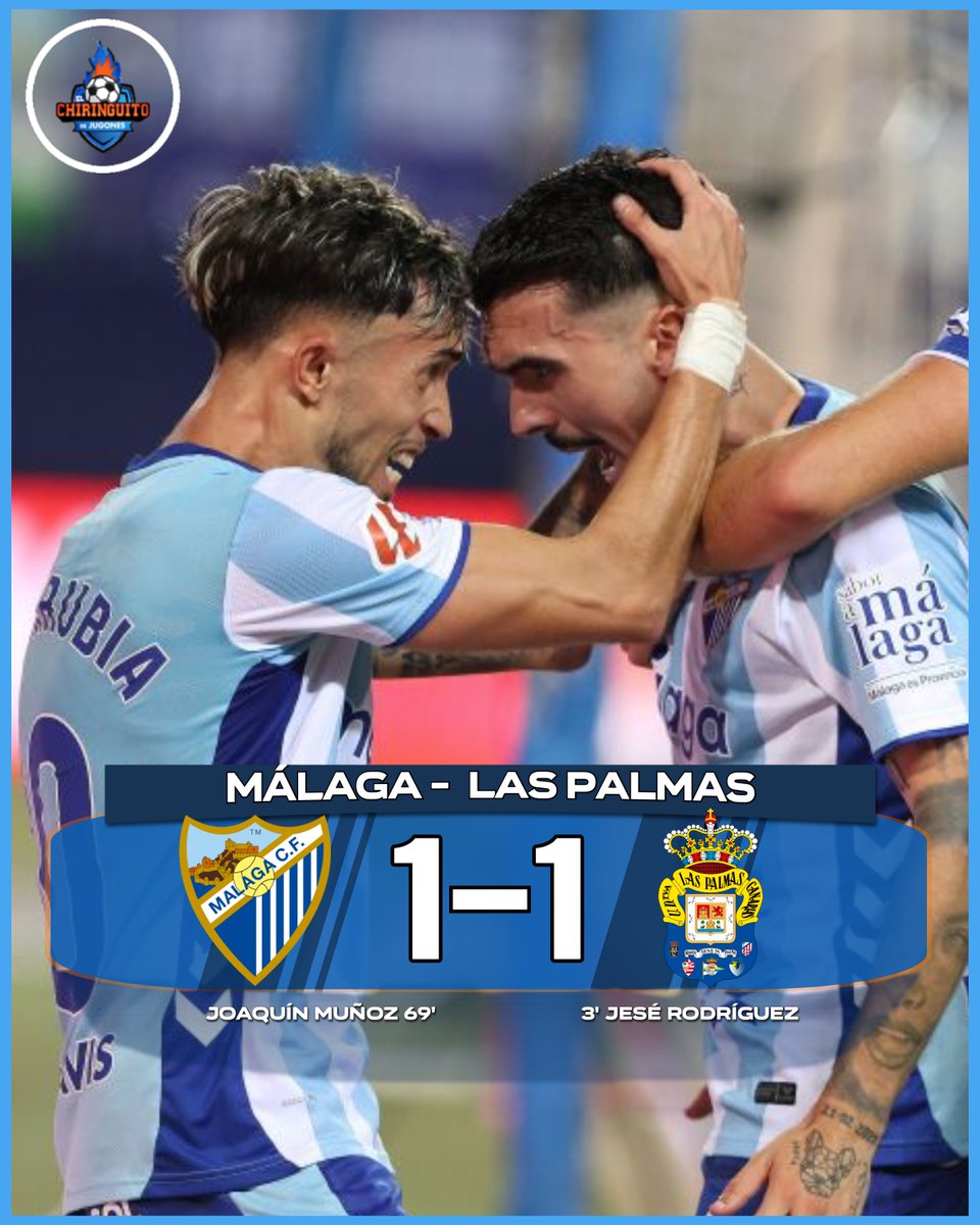 elchiringuitotv's tweet photo. ⏱️¡FINAL! El Málaga pasa a la final del playoff de ascenso a #LALIGAEASPORTS y se medirá al Almería.  

👉 Málaga 1-1 Las Palmas | 

📺¡Nos vemos a las 12 de la noche en MEGA! https://t.co/GM3q9XBh3C