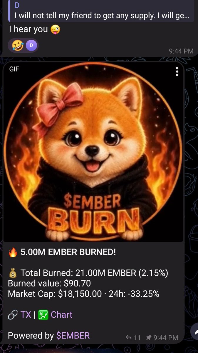EMBERweBURN's tweet photo. DAY 1 UPDATE 👀
🔥 2.15% of the total $EMBER supply has already been burned.

Not next week. Not next month.
Today. ON DAY 1

Supply down. Building up.
The fire has only just started. 🔥
$EMBER #EMBER 

https://t.co/URCNOk2JBR https://t.co/lFNQZ5FaNU