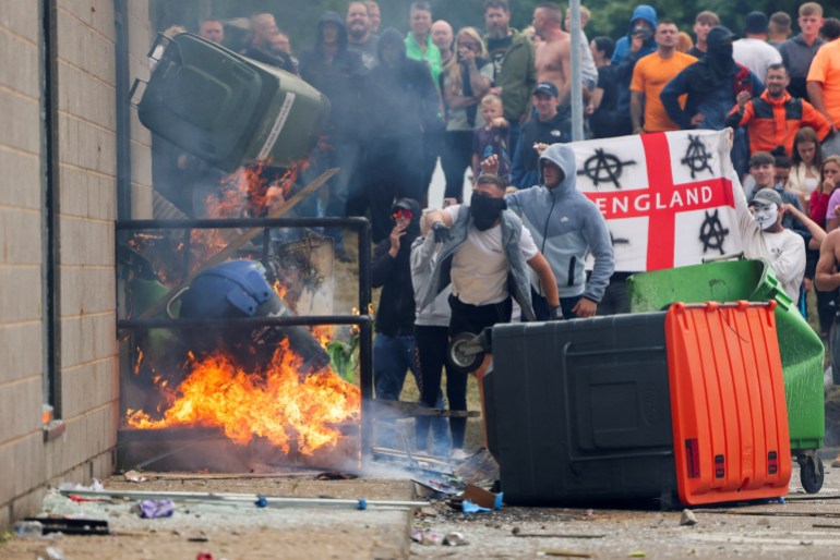 khayerc's tweet photo. Recent sinister disorder involving arson &amp; violence shows our police are being left as bystanders, equipped only with batons &amp; shields.

We need a national consensus on equipping UK riot police with non-lethal weapons e.g. rubber bullets &amp; tear gas to preserve life. https://t.co/8D8wKLexM7