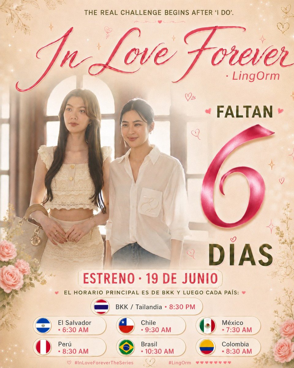 LingormCL's tweet photo. 💍✨ ¡Faltan 6 días para el gran estreno de In Love Forever! ✨💍

Entre promesas y dudas… ¿qué harías por amor? 🤍

💫 Una historia que pondrá a prueba cada sentimiento.

📅 Estreno: 19 de junio

Prepárate para enamorarte intensamente. 💘

@LingOrmTagBR @JkrsMex @LingOrm_Co @lingorm_peru @lingormca 

#วาดฝันวันวิวาห์ #InLoveForeverTheSeries 
#LingOrm #หลิงออม