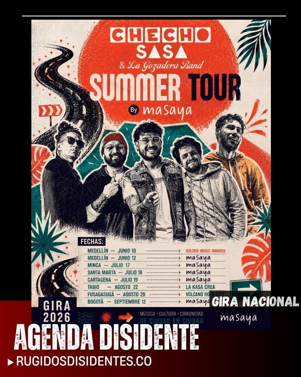 RDisidentes's tweet photo. Entre playas, hostales, ciudades intermedias y escenarios capitalinos, Checho Sasa convertirá su ‘Summer Tour’ 2026 en un recorrido por Colombia (↡↡):
https://t.co/3QLcDfK3tt https://t.co/9U2c3ys53E