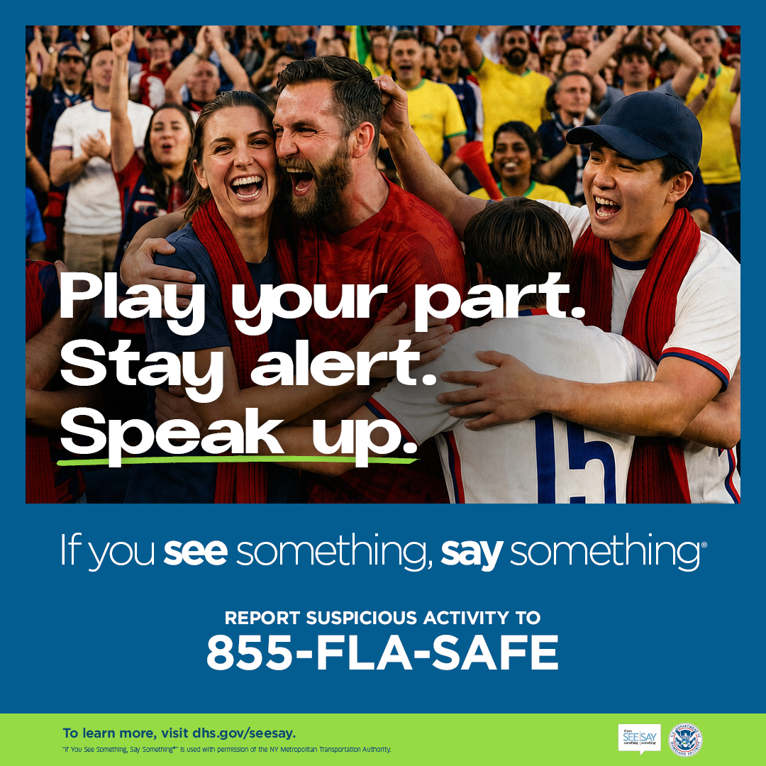 cohgov's tweet photo. Pro tip: The big game will draw millions of fans to our doorstep. It’s up to us to report signs of suspicious activity to local authorities. Play your part. Stay Alert. Speak up. https://t.co/iOh0KY31KK
