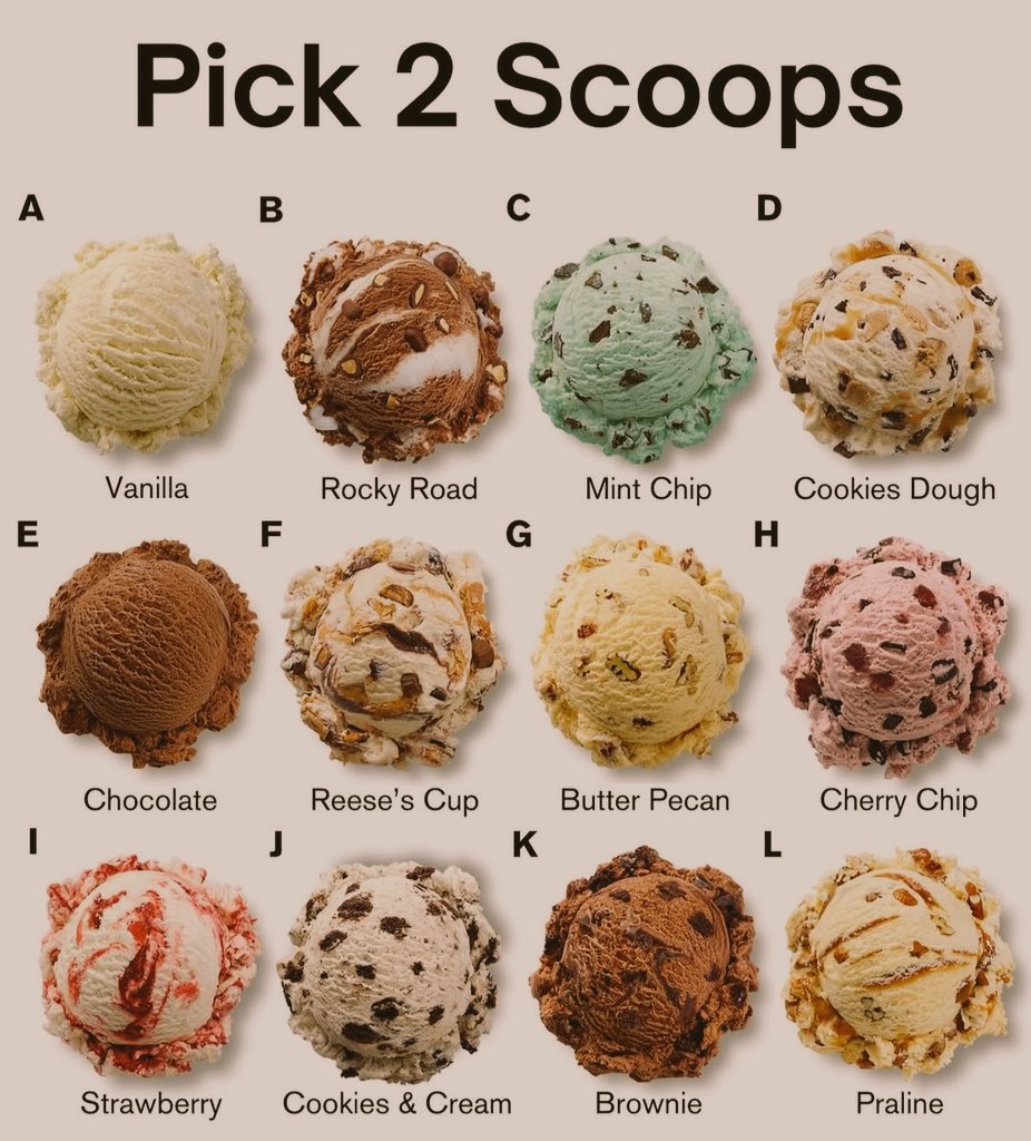 conquertheno's tweet photo. Which 2 scoops are you having? https://t.co/3gb5Qld6AP