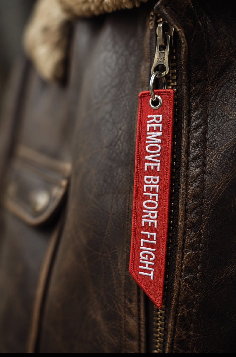 MolterGui's tweet photo. Três palavras em inglês que todo mundo já viu.

Numa mochila. Num chaveiro. Numa camiseta.

Mas quase ninguém sabe o que significam de verdade.

REMOVE BEFORE FLIGHT.

A fita vermelha mais famosa da aviação e a história por trás dela é mais séria do que o seu chaveiro sugere.

Vem comigo em mais uma Thread com curiosidades e bastidores da aviação!🧵