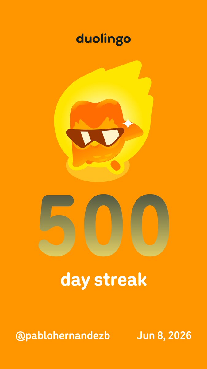 PabloHernandezB's tweet photo. I have been learning Portuguese for 500 days with @duolingo!
It has been a fun experience. Actually, I already started to watch movies and series in Portuguese and I understand +80% of what they are saying.
#Brasil🇧🇷 #WorldLanguages🌐💬 https://t.co/d4IxBW2lVE
