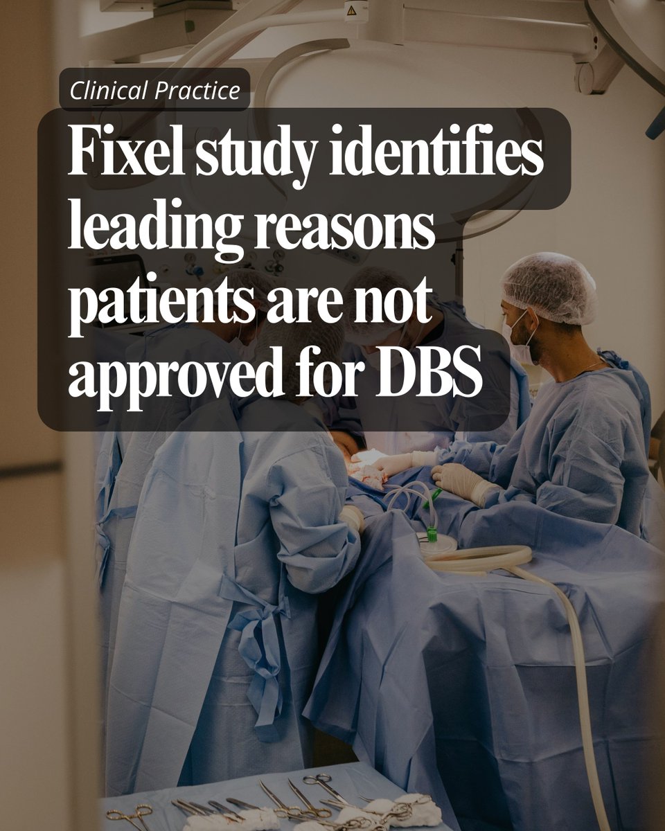 FixelInstitute's tweet photo. A review of patients evaluated at the Fixel Institute found that cognitive concerns were the leading reason patients were denied or delayed for DBS — highlighting the value of multidisciplinary screening.
Read more:
https://t.co/7MsRQl7R1W https://t.co/Jx1JBVIzvx