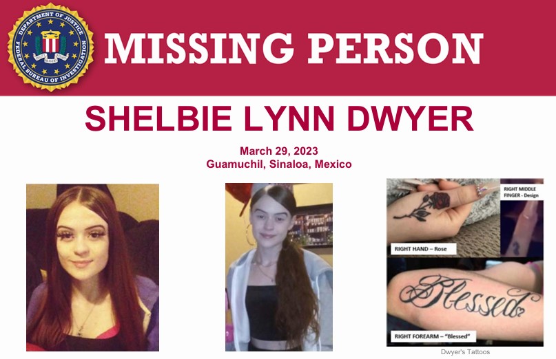 Missing person | Shelbie Lynn Dwyer | March 29, 2023 | Guamuchil, Sinaloa, Mexico 