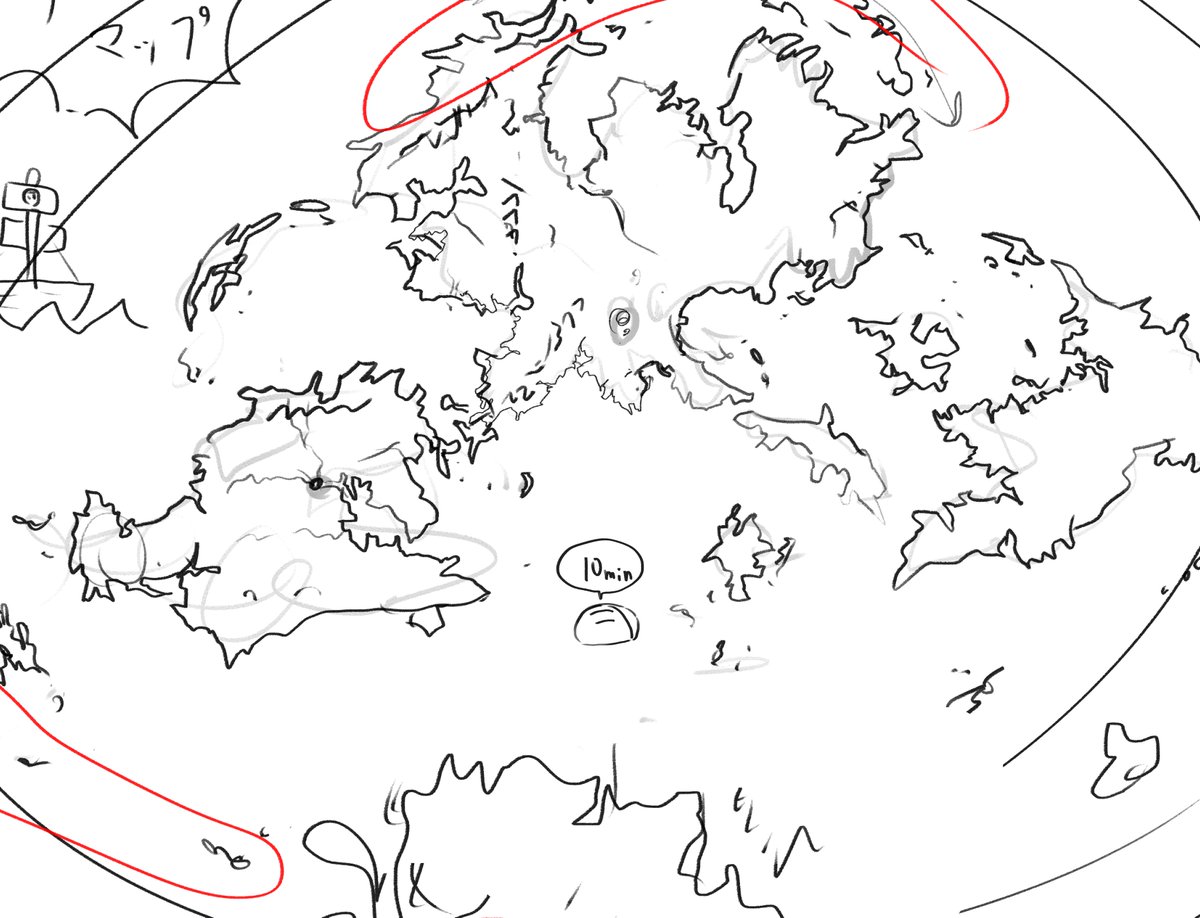 qhqhTerra's tweet photo. お絵描きリハビリ気軽手癖マップ！！　四時間と一時間と10分。 #架空地図 https://t.co/7aCCgZDf9L