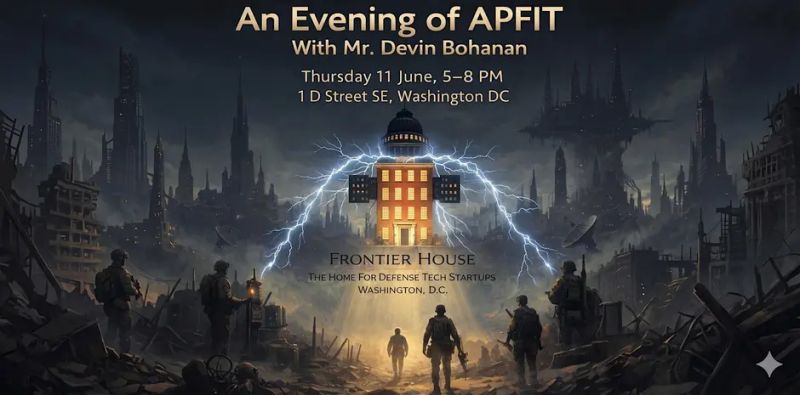 FrontierHouseDC's tweet photo. Tomorrow!
𝐅𝐨𝐥𝐥𝐨𝐰 𝐅𝐫𝐨𝐧𝐭𝐢𝐞𝐫 𝐇𝐨𝐮𝐬𝐞 𝐃.𝐂. 𝐨𝐧 𝐄𝐯𝐞𝐧𝐭𝐛𝐫𝐢𝐭𝐞 𝐭𝐨 𝐤𝐞𝐞𝐩 𝐮𝐩 𝐨𝐧 𝐚𝐥𝐥 𝐨𝐮𝐫 𝐞𝐯𝐞𝐧𝐭𝐬!
https://t.co/uxDlpuct8D

Frontier House DC is thrilled to host Mr. Devin Bohanan, the director of Accelerate the Procurement and Fielding of Innovative Technologies (APFIT), for a deep dive into the art of accelerating innovation.
Mr. Bohanan will share program updates, what really makes a submission stand out, and how 𝐀𝐏𝐅𝐈𝐓 investments are reshaping the landscape for awardees. It’s a chance to gain government insights in an environment that’s as welcoming as it is intellectually sharp.
​Come for the knowledge. Stay for the connections.
​🎟️ RSVP Required | Limited Capacity
https://t.co/YvamMqUJY0