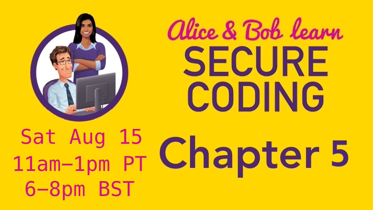 shehackspurple's tweet photo. I’m excited for the next book stream 😊 For Chapter 5 of *Alice and Bob Learn Secure Coding*, I’ll be joined by Katie Paxton-Fear to cover technology-specific security practices and what secure coding looks like across different architectures and platforms.
RSVP: https://t.co/rghHIaf8BG
1/2