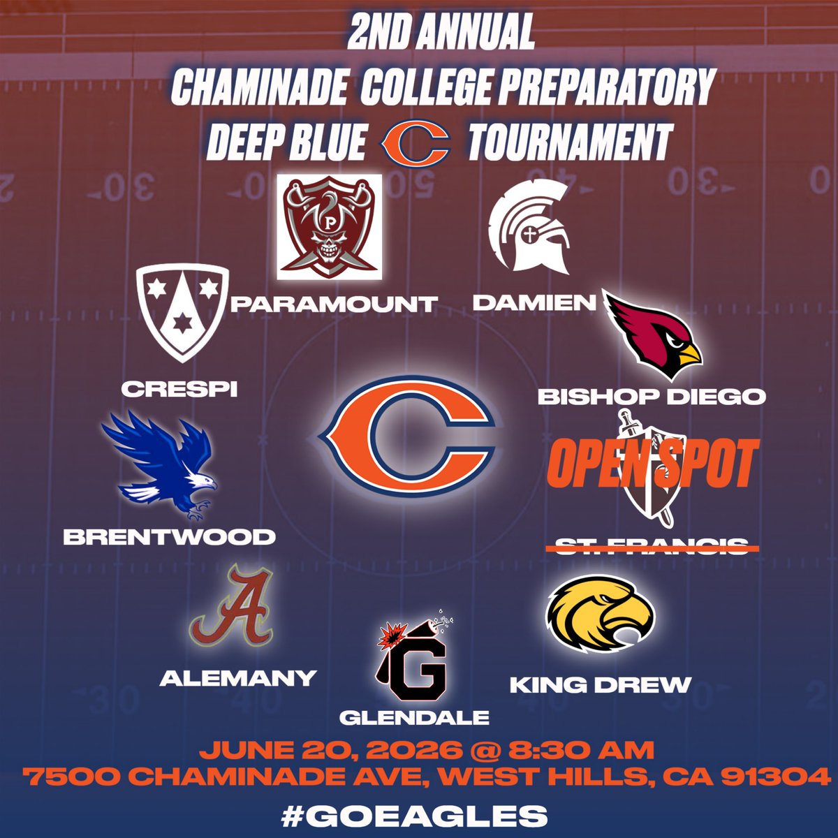 NadeFootball's tweet photo. 🚨 1 open spot for next Saturday’s tournament. Please email dmachuca@chaminade.org or DM us if  interested. https://t.co/sv218wioYk