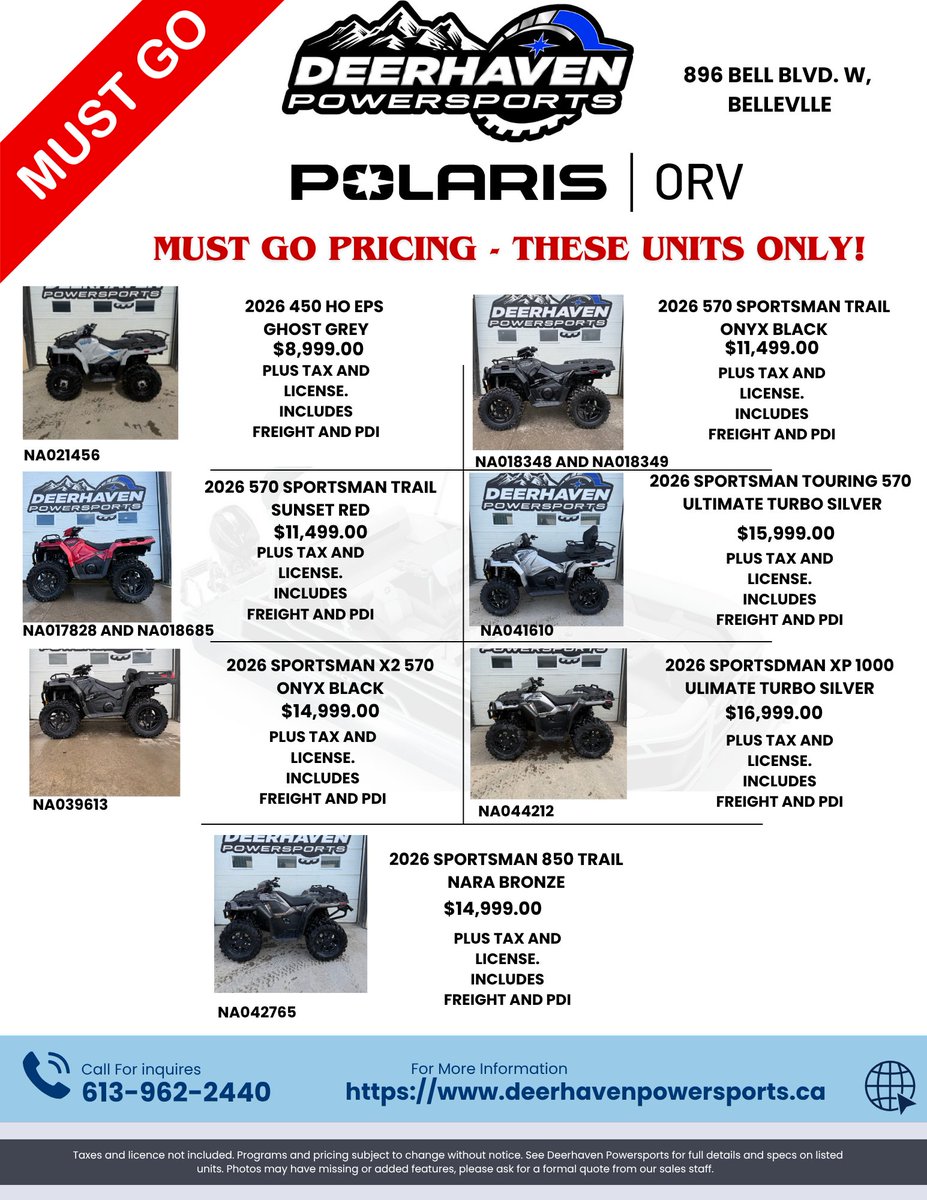 Deerhaven1's tweet photo. Special pricing on select units, its time for them to find a new home!  Summer fun awaits, take your off road adventures to the next level. Come see us!
https://t.co/wE00IBe6WU
613-962-2440 https://t.co/bMJDQDZg0G