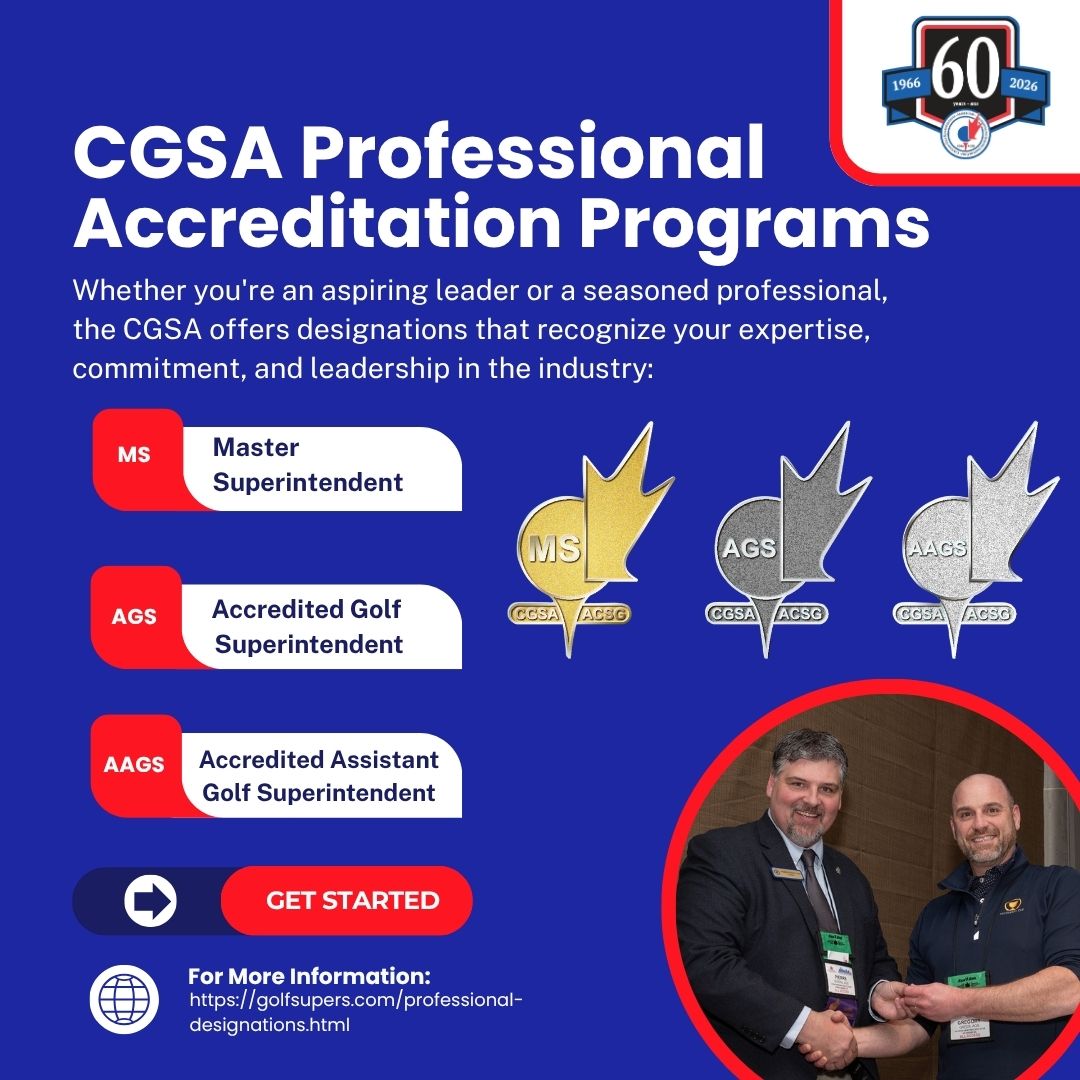 GolfSupers's tweet photo. CGSA Member Benefit Spotlight💡

The CGSA Accreditation Program is designed to support professional growth and recognize excellence in the golf course management profession.

Built on the National Occupational Standards (NOS), each program reflects the comprehensive competencies and skills needed to excel as a golf course superintendent.

For more information on the designations or requirements, please contact lmicucci@golfsupers.com

CGSA Accreditation Program: https://t.co/GFmGiMWIov