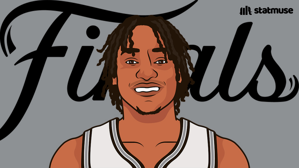 statmuse's tweet photo. Devin Vassell in the 1H:

15 PTS
5-5 FG
4-4 3P

Made as many threes as the entire Knicks roster. https://t.co/LPWayHxbXd