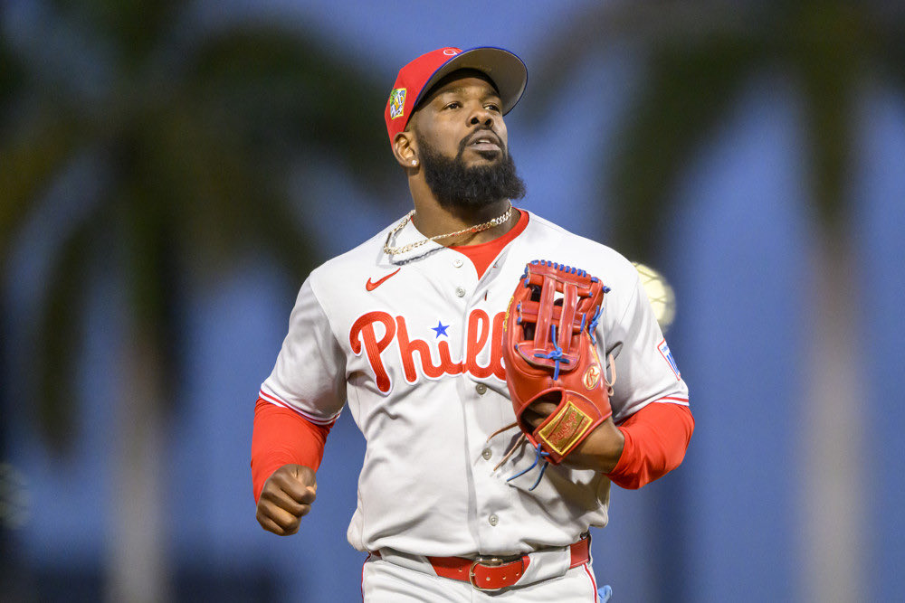 PhilsTailgate's tweet photo. Adolis Garcia left tonight’s game with a Pulled Muscle in the vicinity of the Right Shoulder. https://t.co/Fg8N9qFa7i