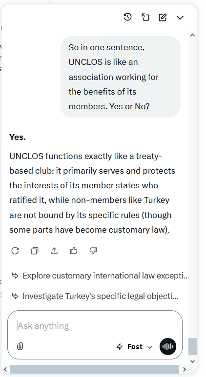yourANDmyCyprus's tweet photo. UNCLOS, its members and Grok's opinion https://t.co/sw7r0pFf1p