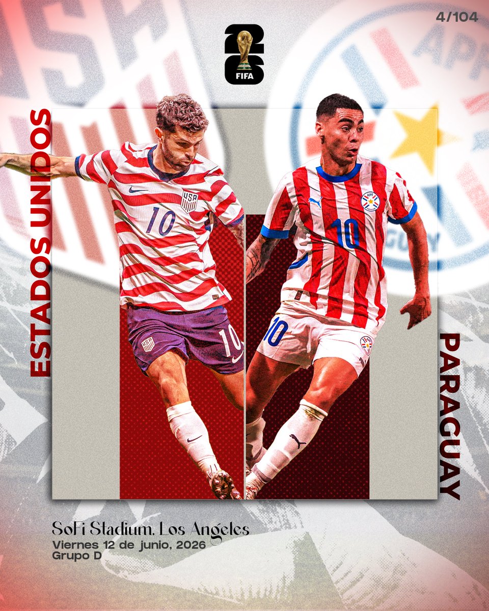 Jeferson12C's tweet photo. Partido 4/104

ESTADOS UNIDOS 🇺🇸 VS PARAGUAY 🇵🇾

#worldcup #Mundial2026 #FIFAWorldCup #WorldCup https://t.co/STSbZX5Xx9