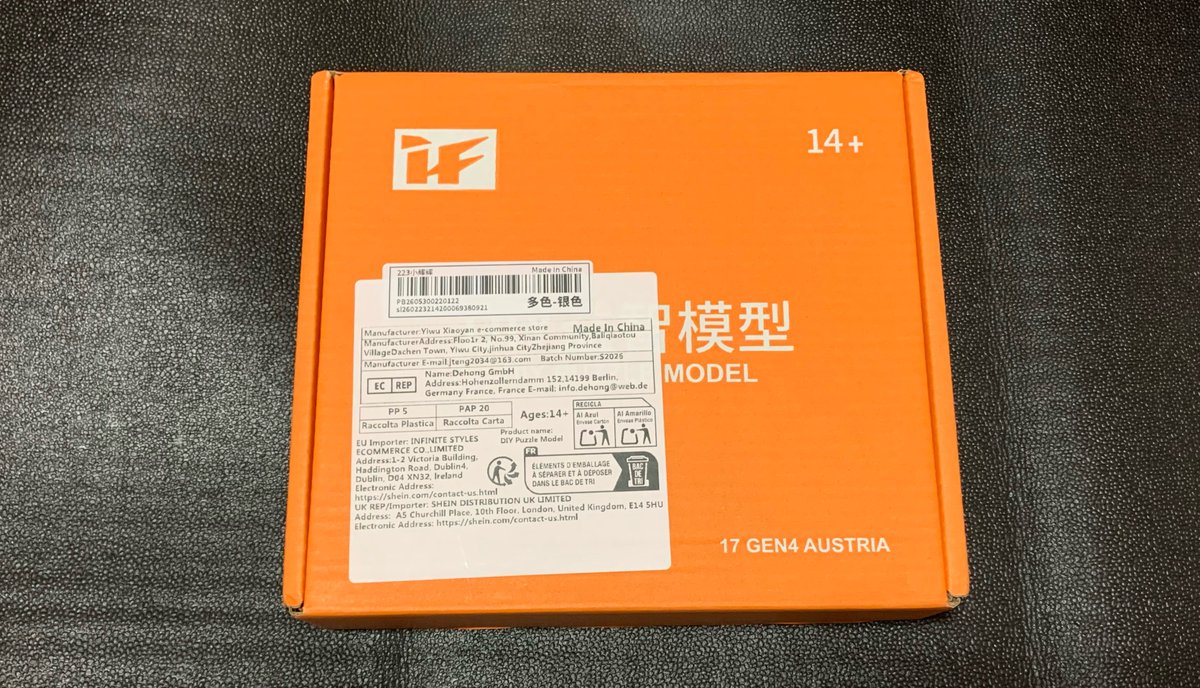 ss_uniformstore's tweet photo. DIY益智模型 M1911 シルバーモデル

スケールダウンサイズのエアコキ組み立てキット

違うモデルも共通の箱なのか、「17 GEN4 AUSTRIA」と書かれている。

現在某ショッピングサイトからは削除された模様。 https://t.co/ya34vfOMRA