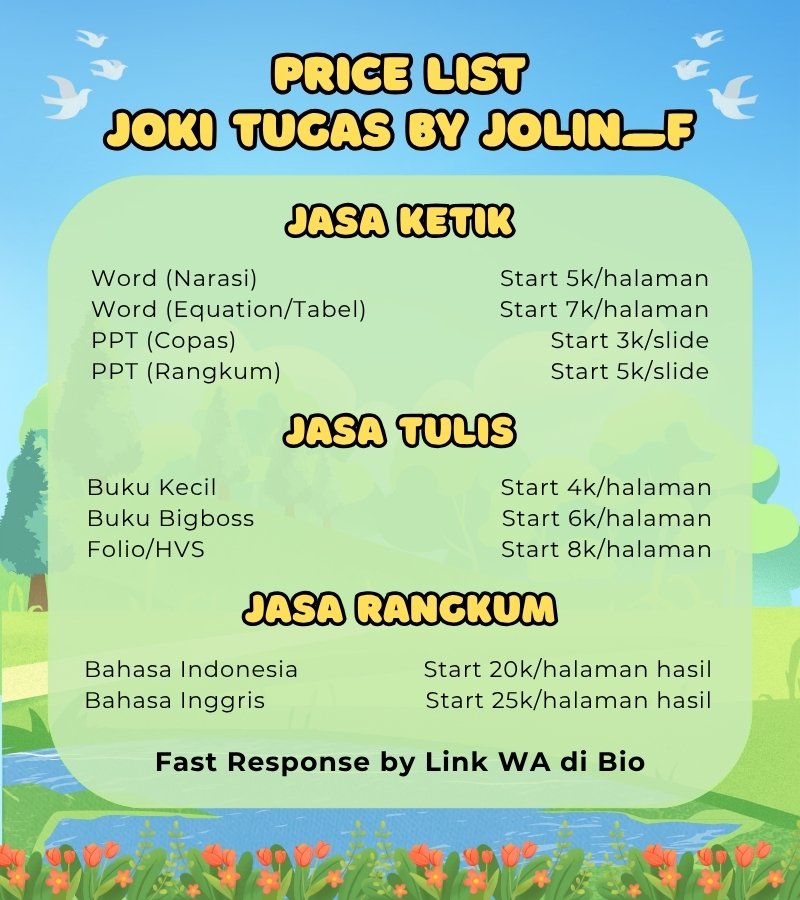 promourjoy3's tweet photo. ฅᐢ..ᐢ₎♡ Joki Tugas by Jolin_F ~ Since 2021

ꕤ Joki tugas trusted dengan ribuan testi
ꕤ Fast response via link WA di bio
ꕤ Payment: by QRIS dan e-wallet
ꕤ Pengerjaan cepat dan rapi
ꕤ Testi, portofolio, dan review dari customer bisa scroll thread ini https://t.co/urgmtqKLHj
