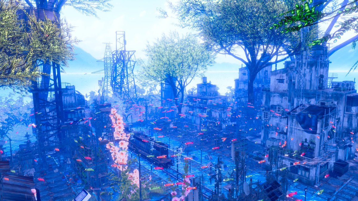 kosaka0103's tweet photo. 水底のブルータウン

↓World Name
梦之所及4

↓World Link
https://t.co/QzK8DzhoAa

#VRChat 
#VRChat_world紹介 
#VRChatPhotography https://t.co/lBPxqQGFSL