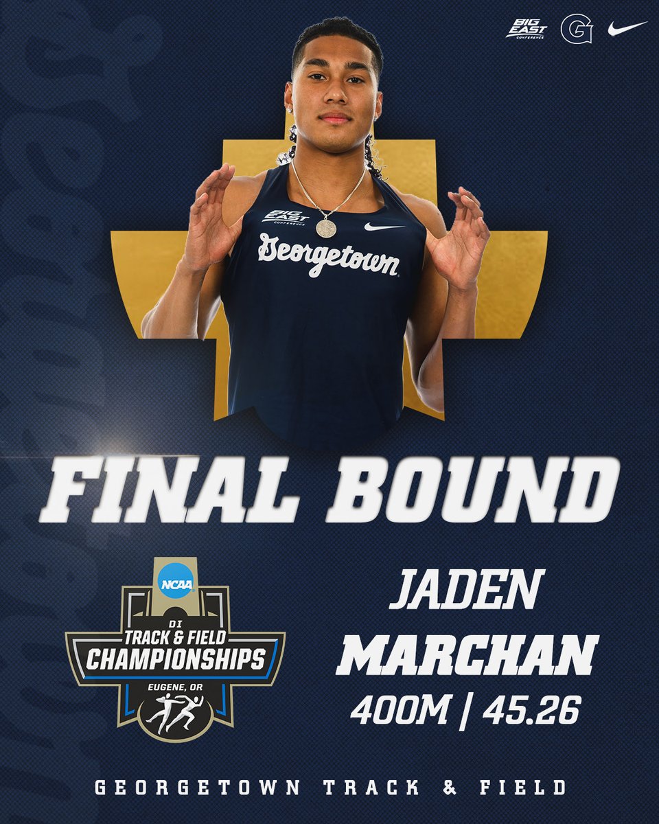 HoyasTrackXC's tweet photo. Business handled 🤝

Jaden Marchan delivers under the lights in Eugene and advances to the NCAA 400m final!

#HoyaSaxa #HoyaBold https://t.co/DsVJI63dzj