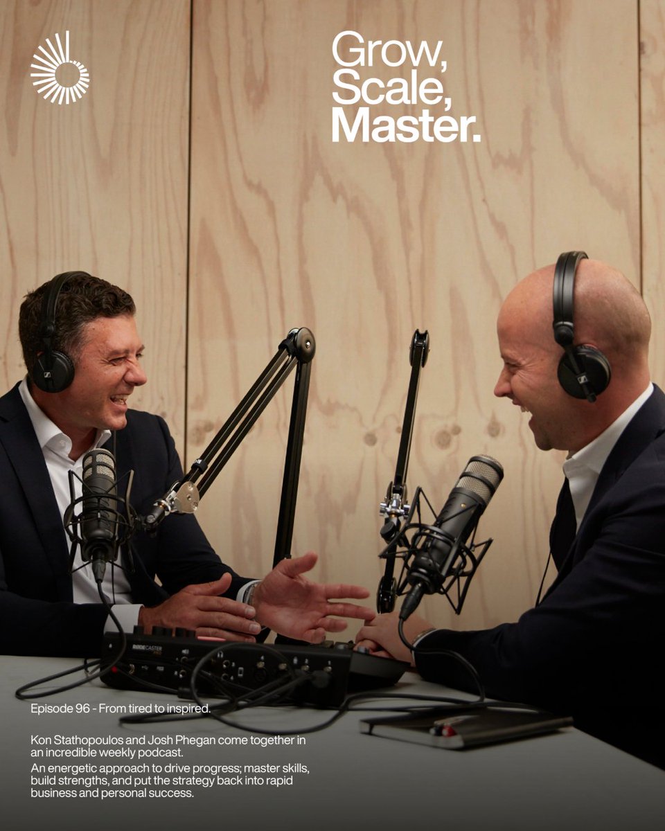 joshphegan's tweet photo. This week on Grow, Scale, Master, Kon Stathopoulos and Josh Phegan examine how to elevate from tired to inspired. 👏🏻

Listen to GSM Now – https://t.co/45ArSPEIHm 🎧 https://t.co/LPG2VZDSmL