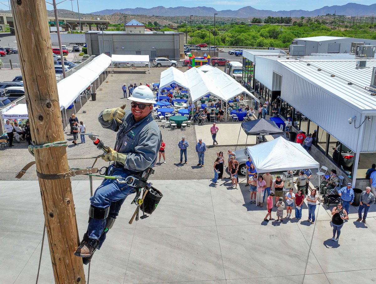 UniSourceEnergy's tweet photo. Our Nogales team brought our most important value to life at the annual Safety Day. Through demonstrations such as electric hazard training, gas drills and pole climbs, employees and their families and friends  gained a deeper understanding of our work. https://t.co/JDODgY1rZf