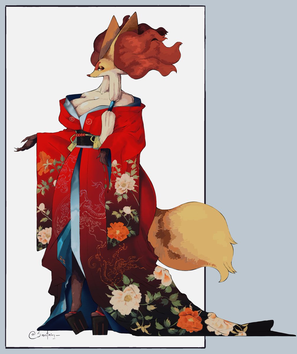 Sarifairy_'s tweet photo. Kimono Delphox, for the good ol times https://t.co/9nSIVywDEf